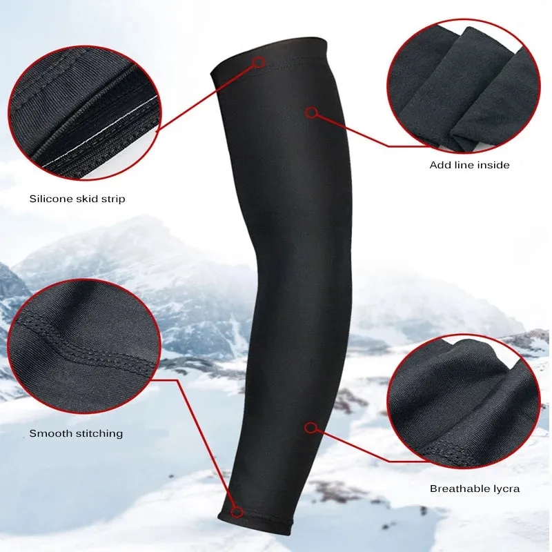 1 Pair Winter Thermal Fleece Arm Warmers UV Protection