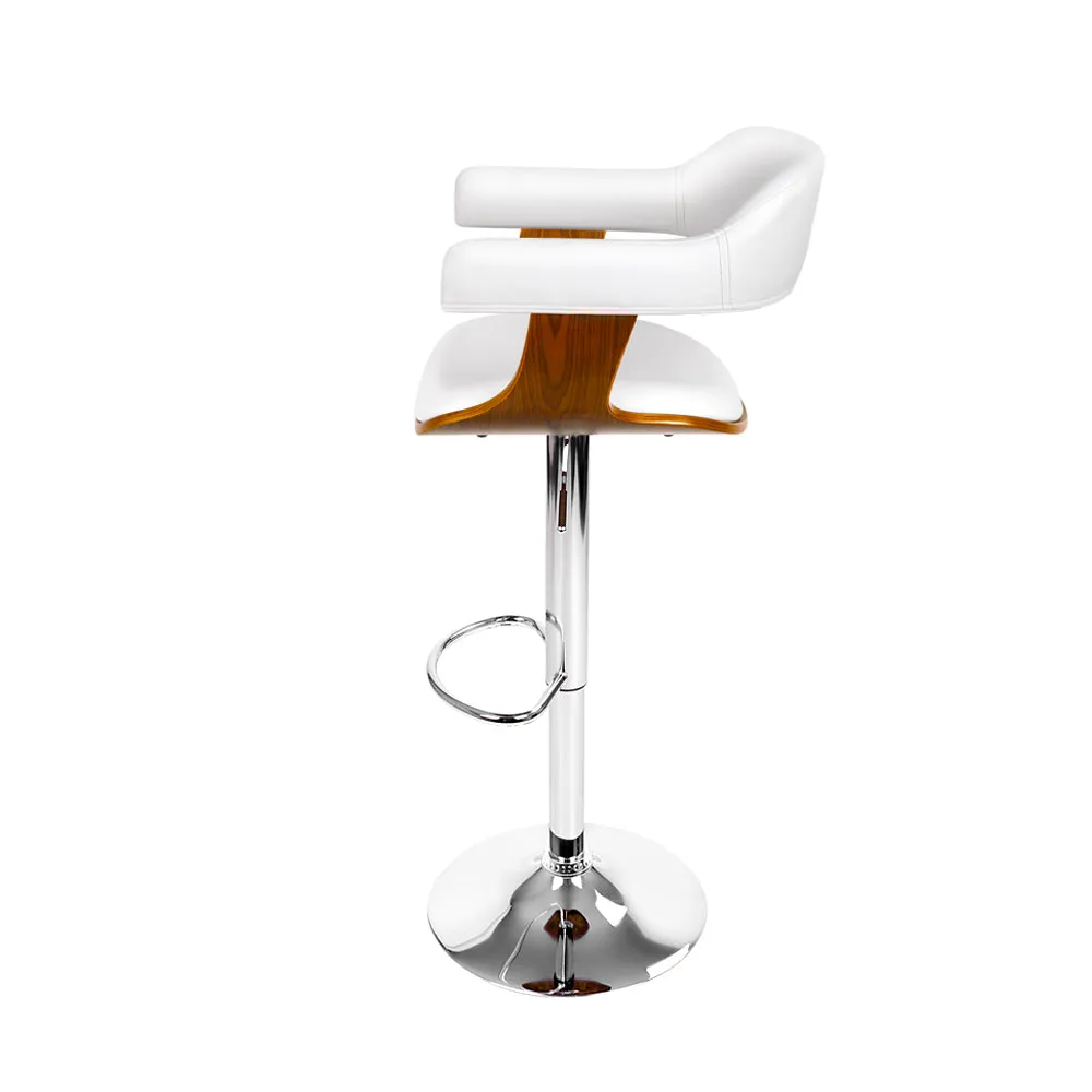 110cm Chalcis Wooden PU Leather Bar Stool - White & Wood