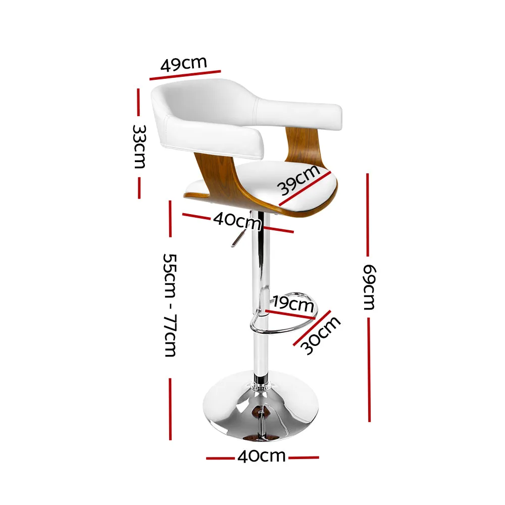 110cm Chalcis Wooden PU Leather Bar Stool - White & Wood