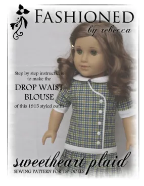 1915 Sweetheart Plaid Blouse 18" Doll Clothes Pattern