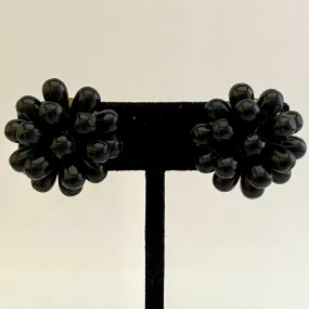 1960s Hong Kong Black Bead Earrings