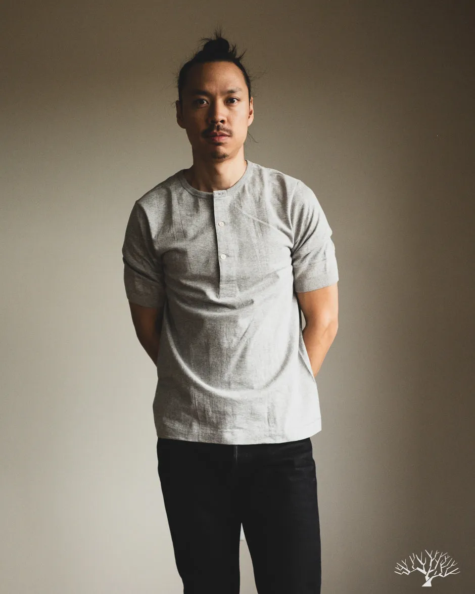 207 Short Sleeve Henley - Grey Melange