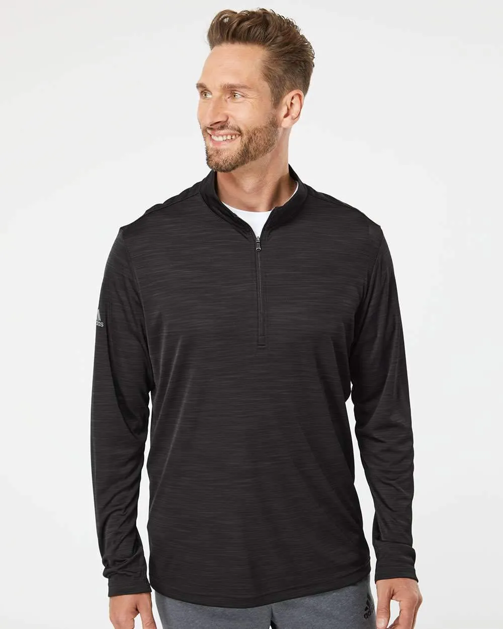 3-Day Swift Ship: adidas - Men's Lightweight Mélange Quarter-Zip Pullover