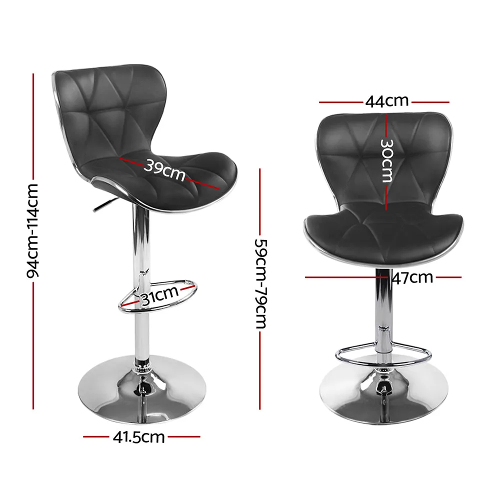 4x PU Leather Patterned Bar Stools  High Chair Stool Black and Chrome