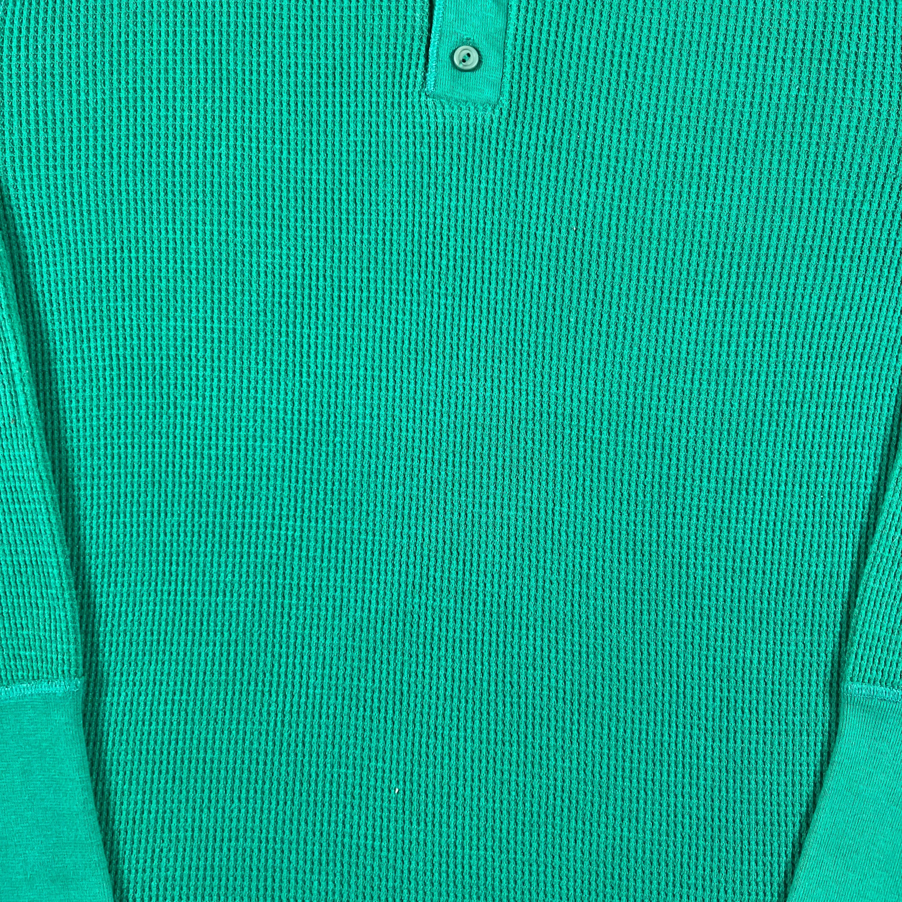 80s Aqua Green Waffle Knit Thermal- M