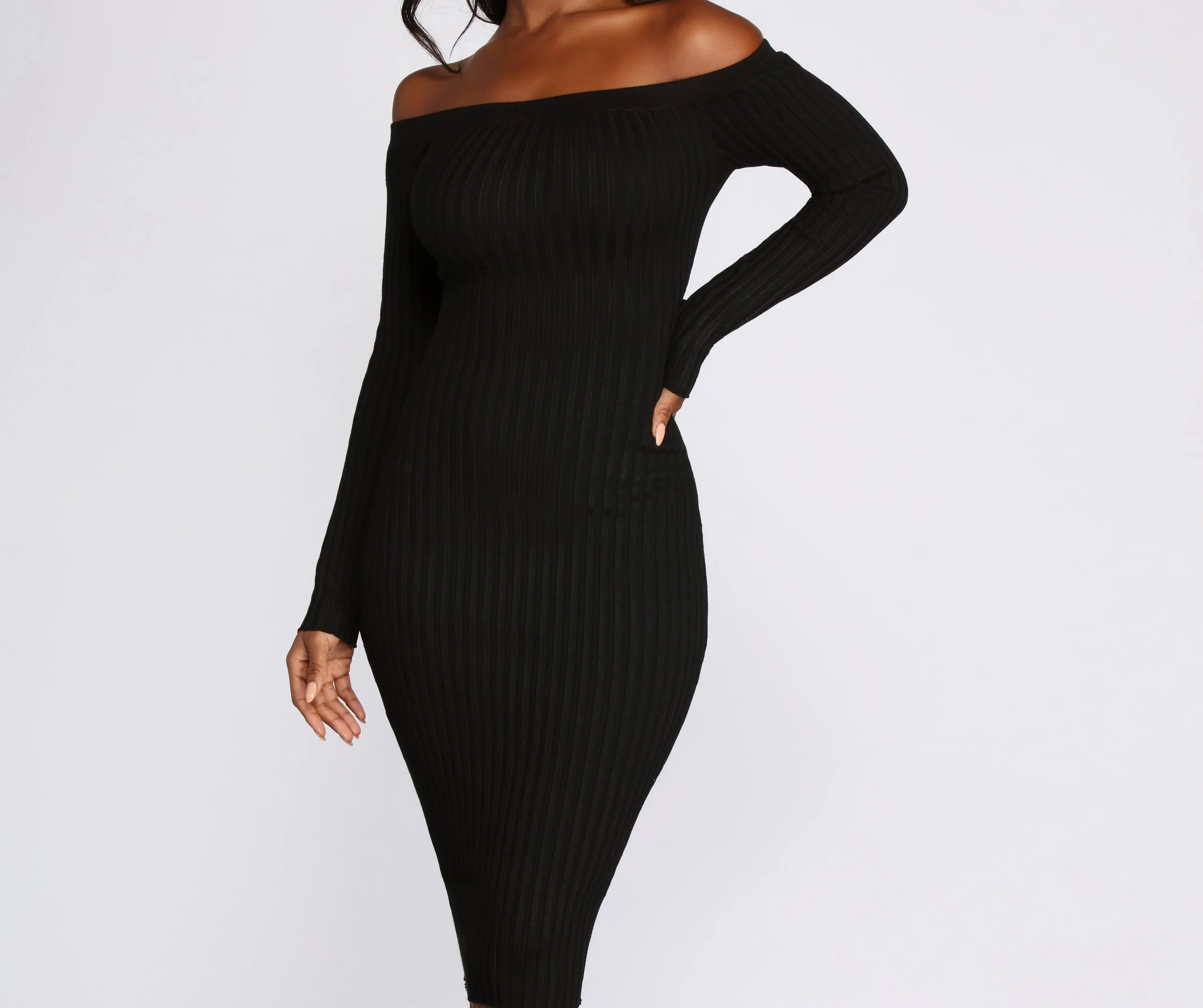 A Classic Ribbed Midi Dress