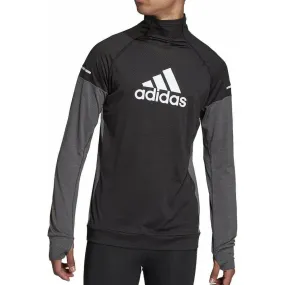 adidas Turtle Graphic Block Long Sleeve Mens Running Top - Black