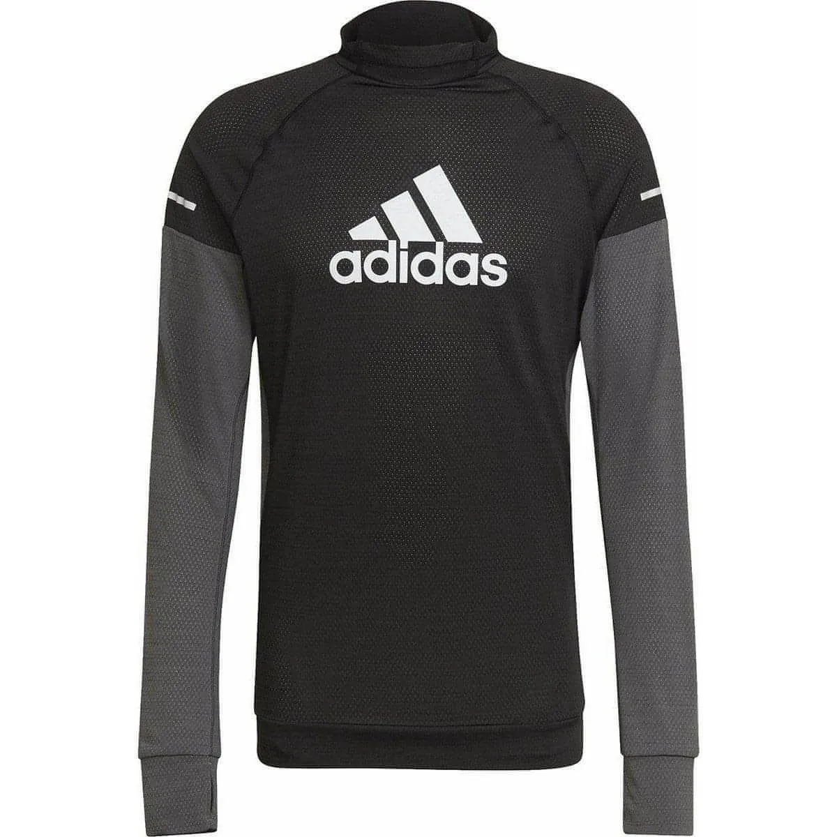 adidas Turtle Graphic Block Long Sleeve Mens Running Top - Black