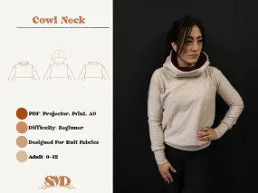 Adult Cowl Neck Add On Digital Sewing Pattern Sizes 0-32