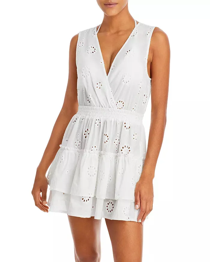 Aqua Swim Eyelet Tiered Cover-up Dress