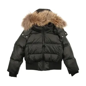 AS129-Black with Natural Rabbit Fur Down Coat