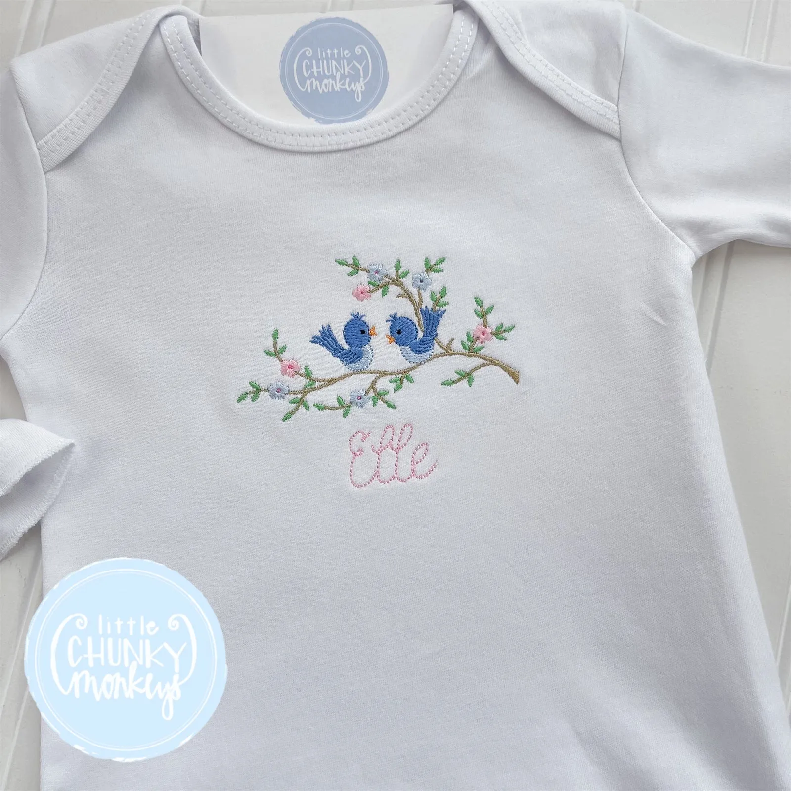 Baby Gown - Bring Home Outfit - Blue Birds on a Limb