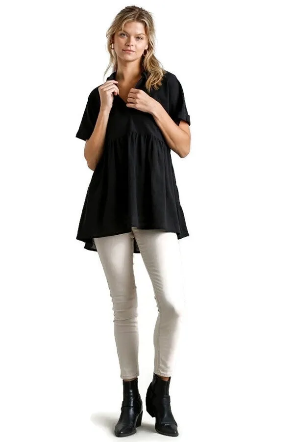 Babydoll Long Tunic, Black