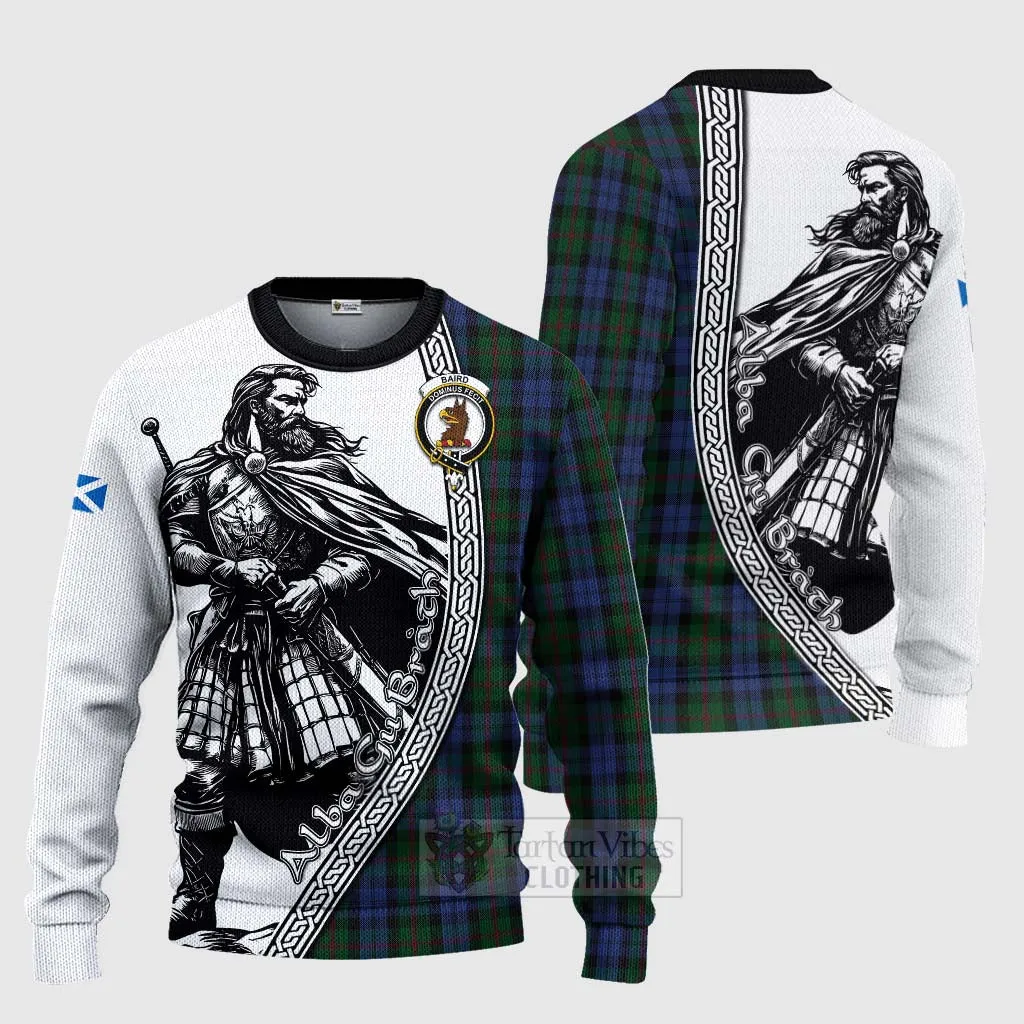 Baird Tartan Clan Crest Knitted Sweater with Highlander Warrior Celtic Style