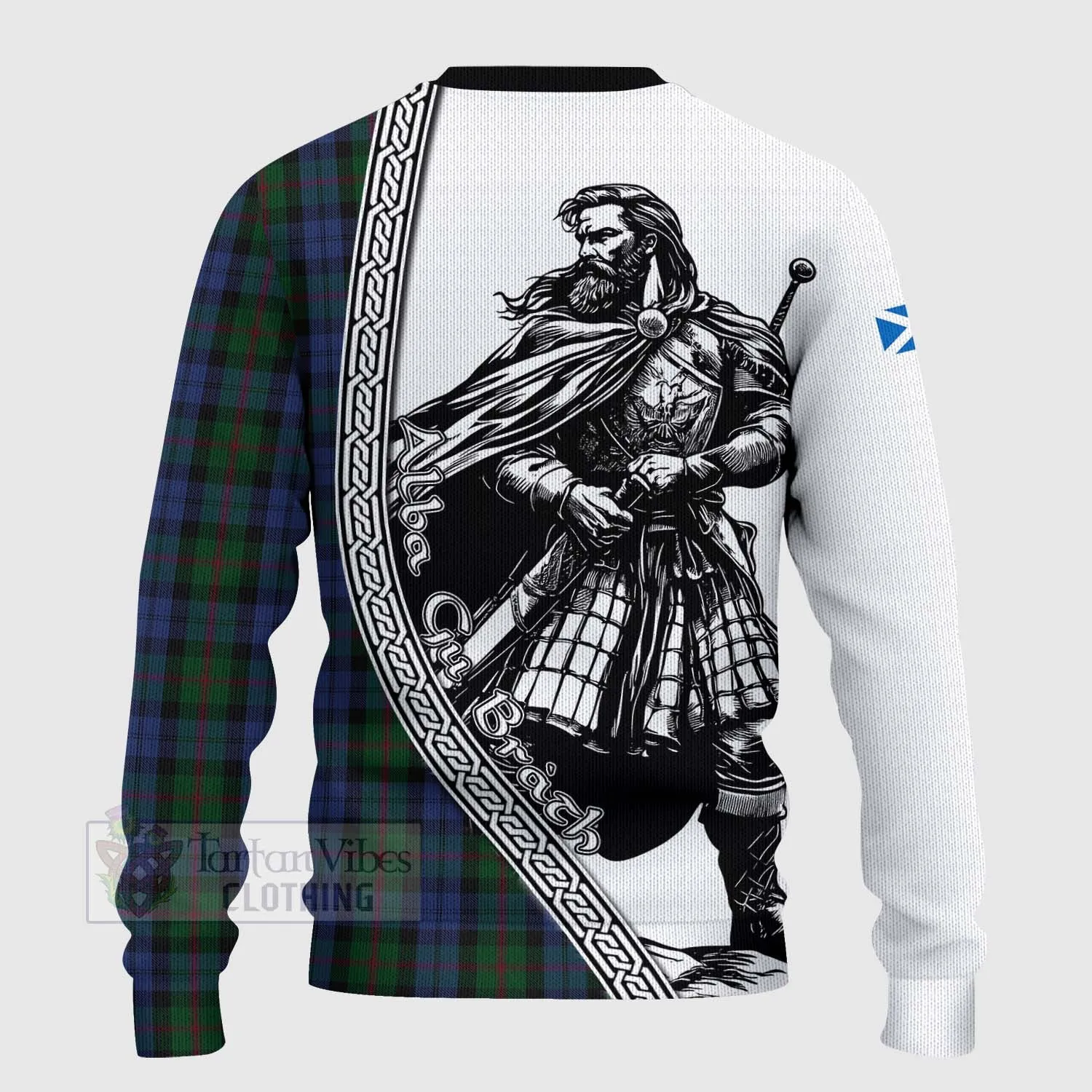 Baird Tartan Clan Crest Knitted Sweater with Highlander Warrior Celtic Style