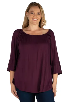 Bell Sleeve Loose Fit Plus Size Tunic Top