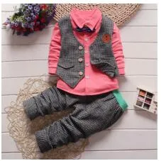 BibiCola baby boys clothing set gentleman outfits infant tracksuit 3pcs plaid t-shirt pants vest sets bebe sport suit