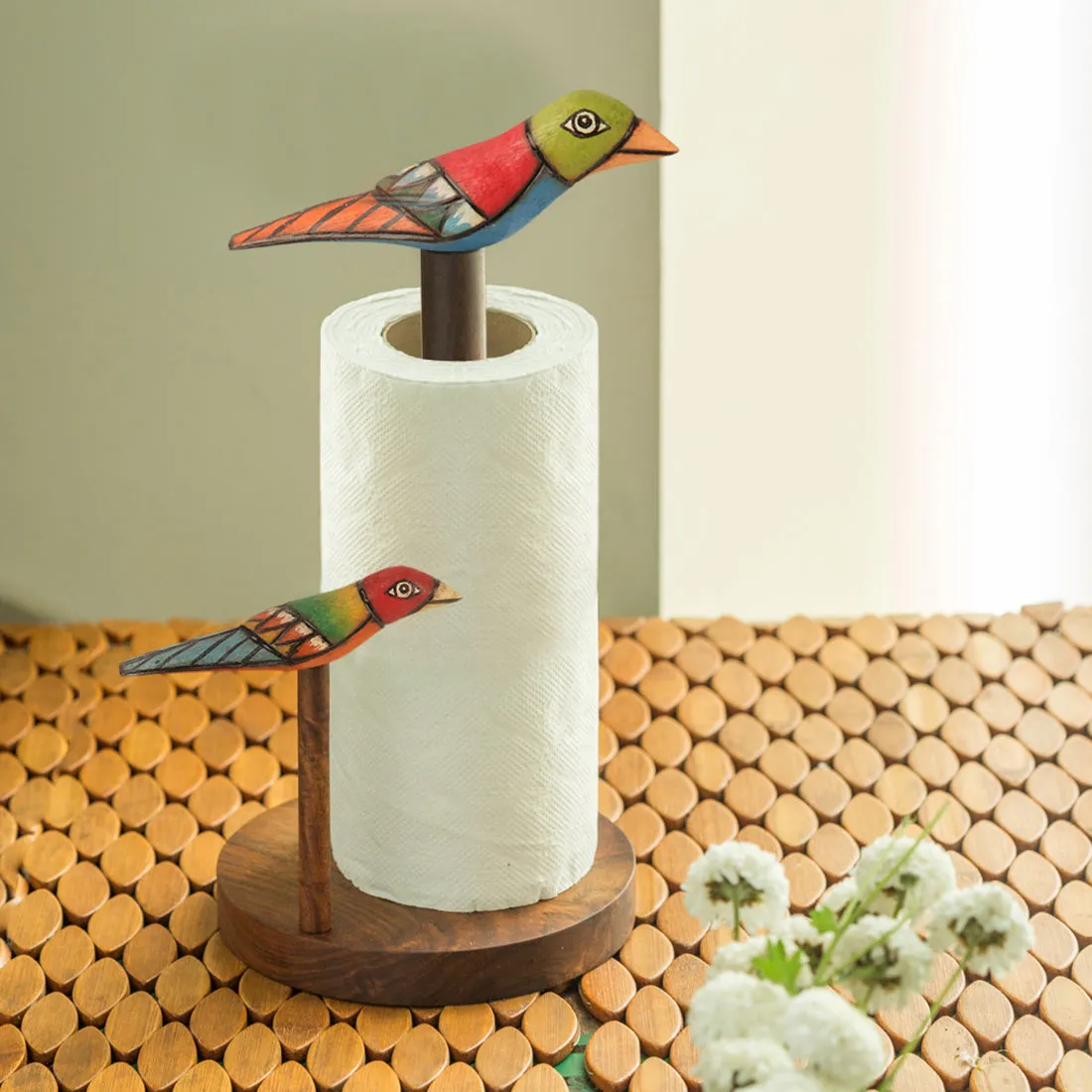 Bird Collection Brown Elegant Napkin Holder In Sheesham Wood