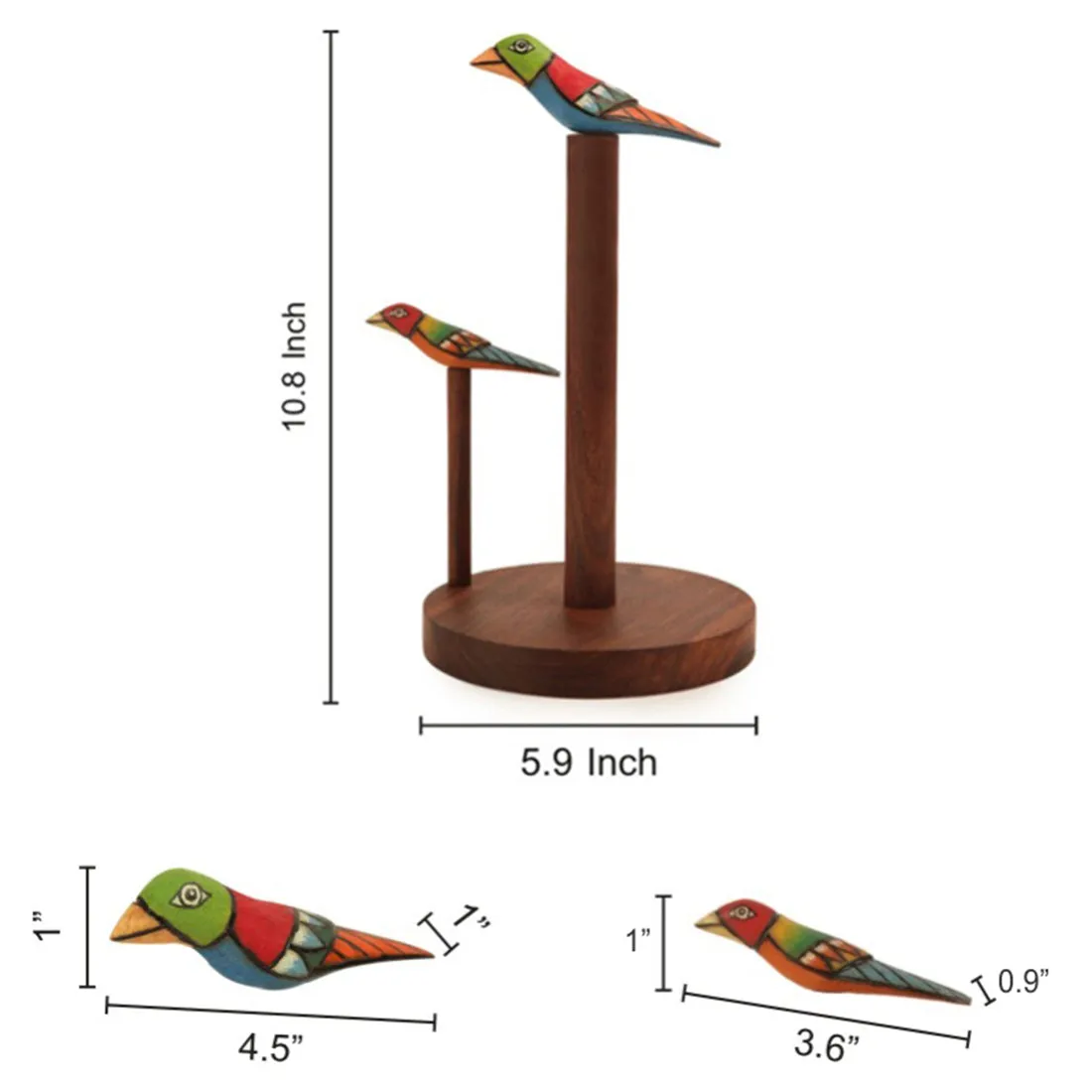 Bird Collection Brown Elegant Napkin Holder In Sheesham Wood