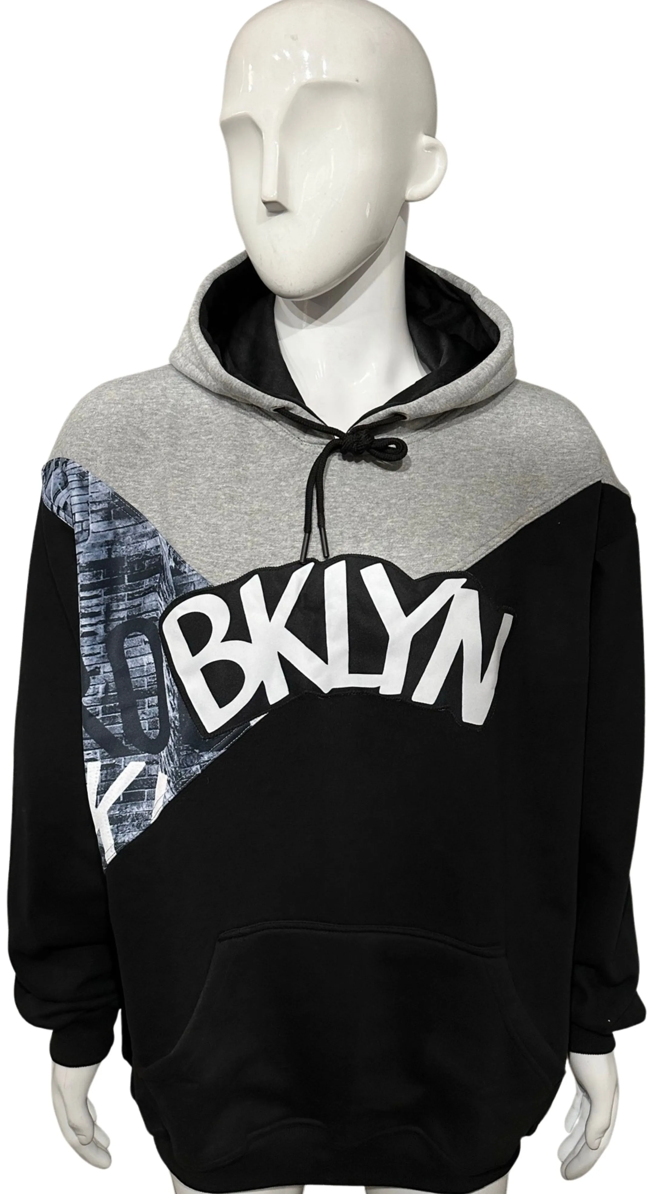 ^BKLYN^ (BLACK-GREY) LUX PULLOVER HOODIES (CUT & SEW)