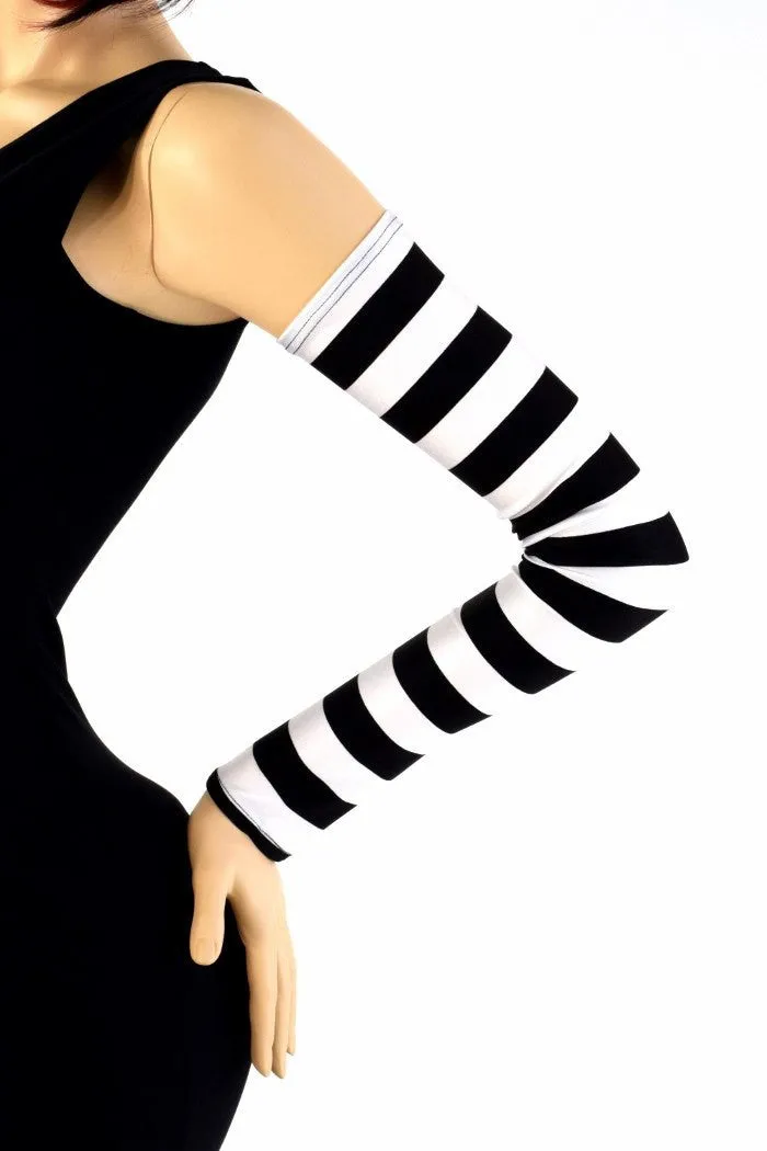 Black & White Stripe Arm Warmer Sleeves