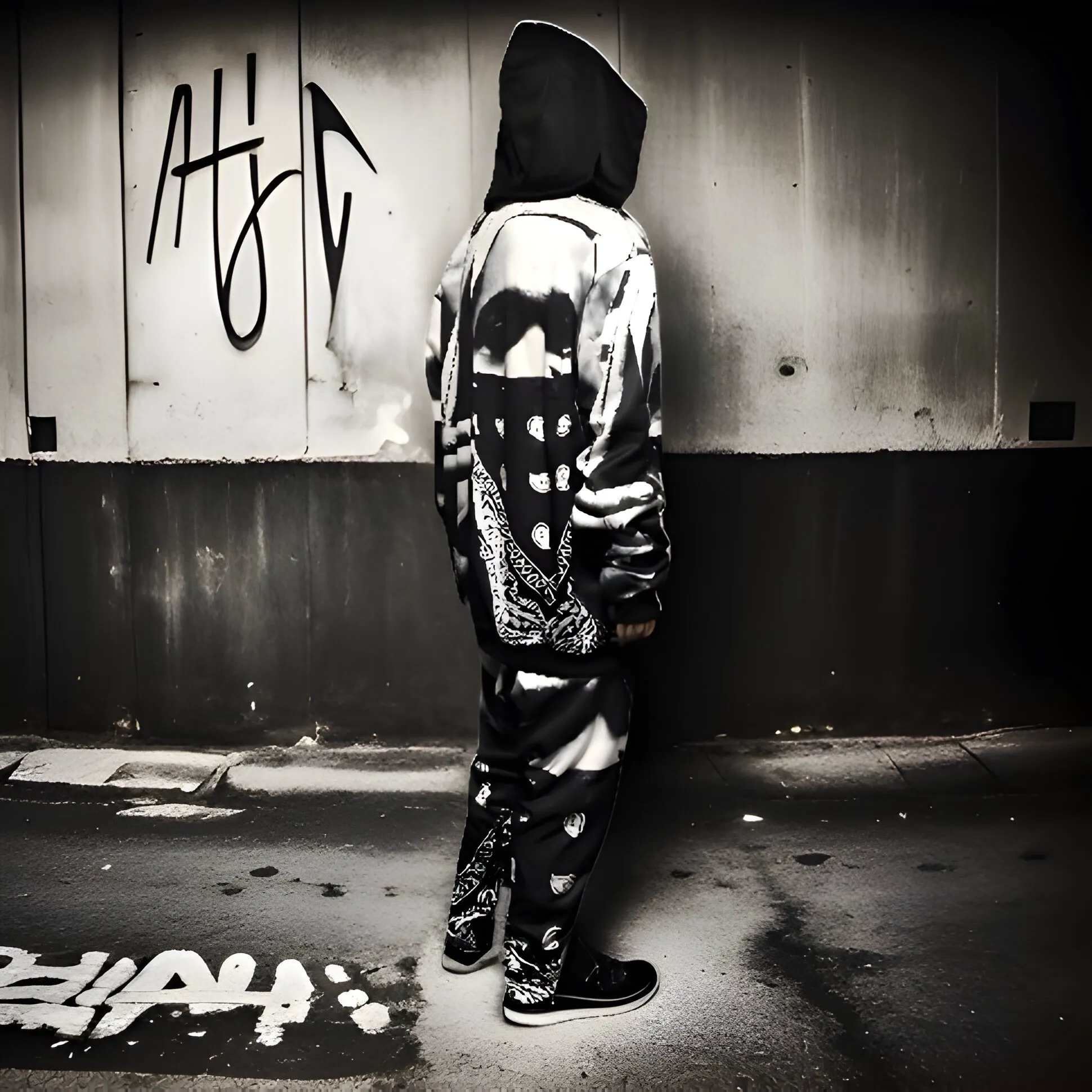 ^BLACK FLAG^ (BLACK-MULTI) ~ASAP FERG~ HOODED JOGGER SWEATSUITS (FLEECY SOFT LINED)