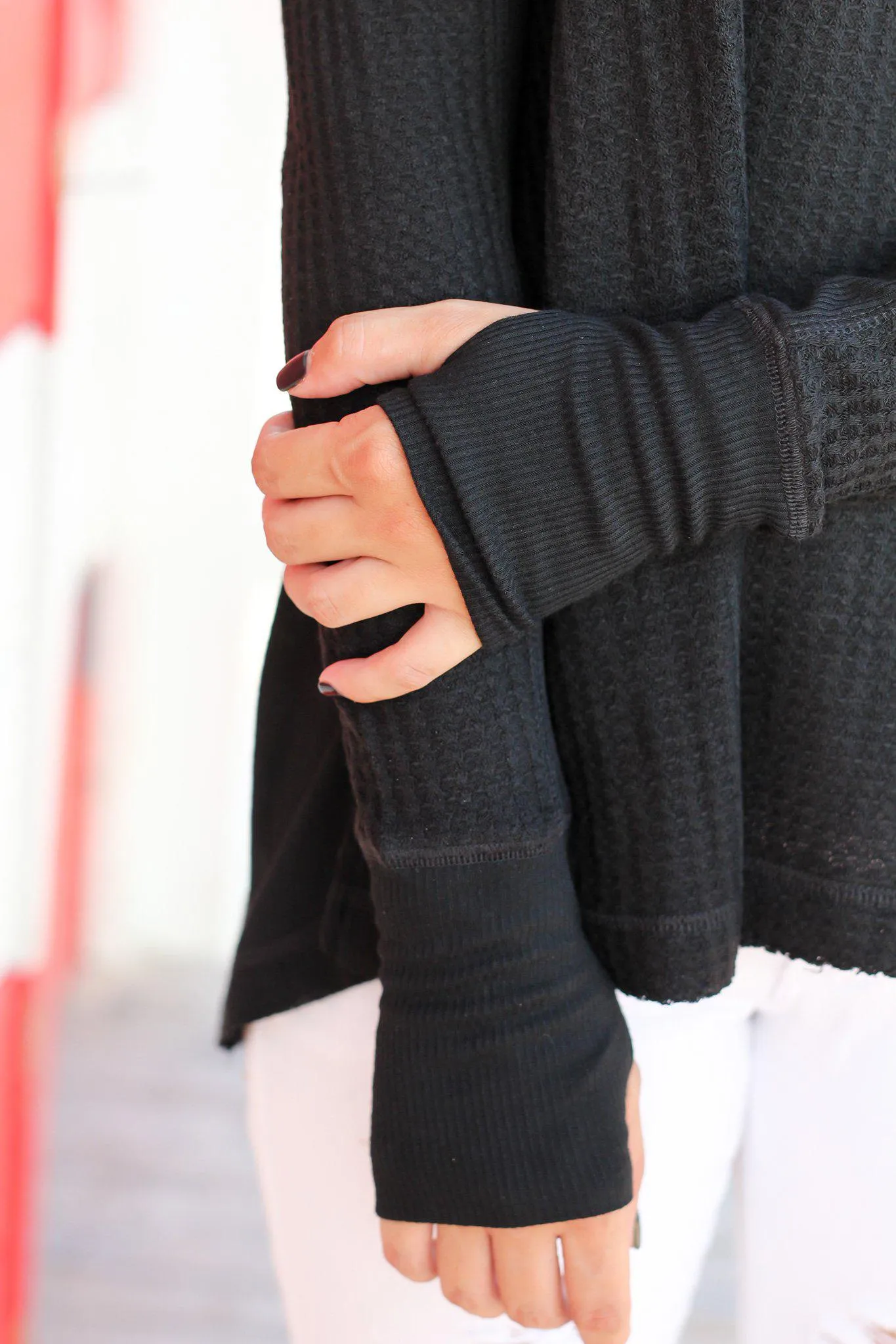 Black Long Sleeve Top with Thumb Holes