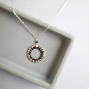 Black Spinel Halo Mini Sliver Pendant