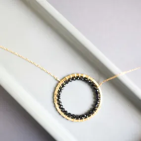 Black Spinel Halo Necklace