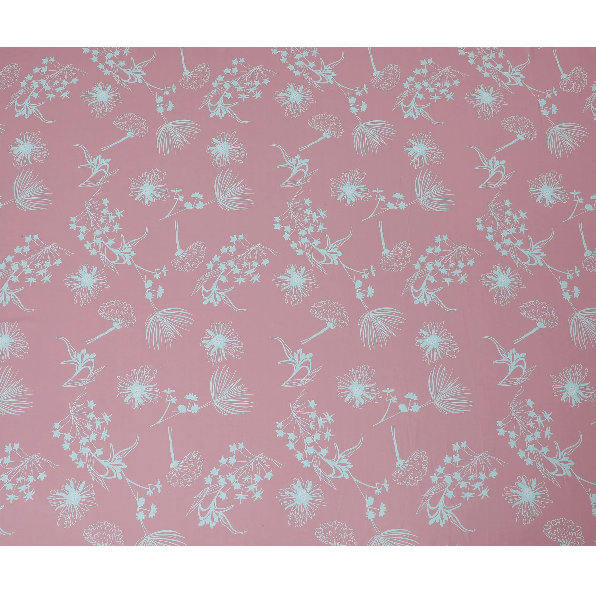 Blushing Pink Floral Synthetic Georgette Fabric - Delicate White Botanicals, 110cm - Shop Online-D17988