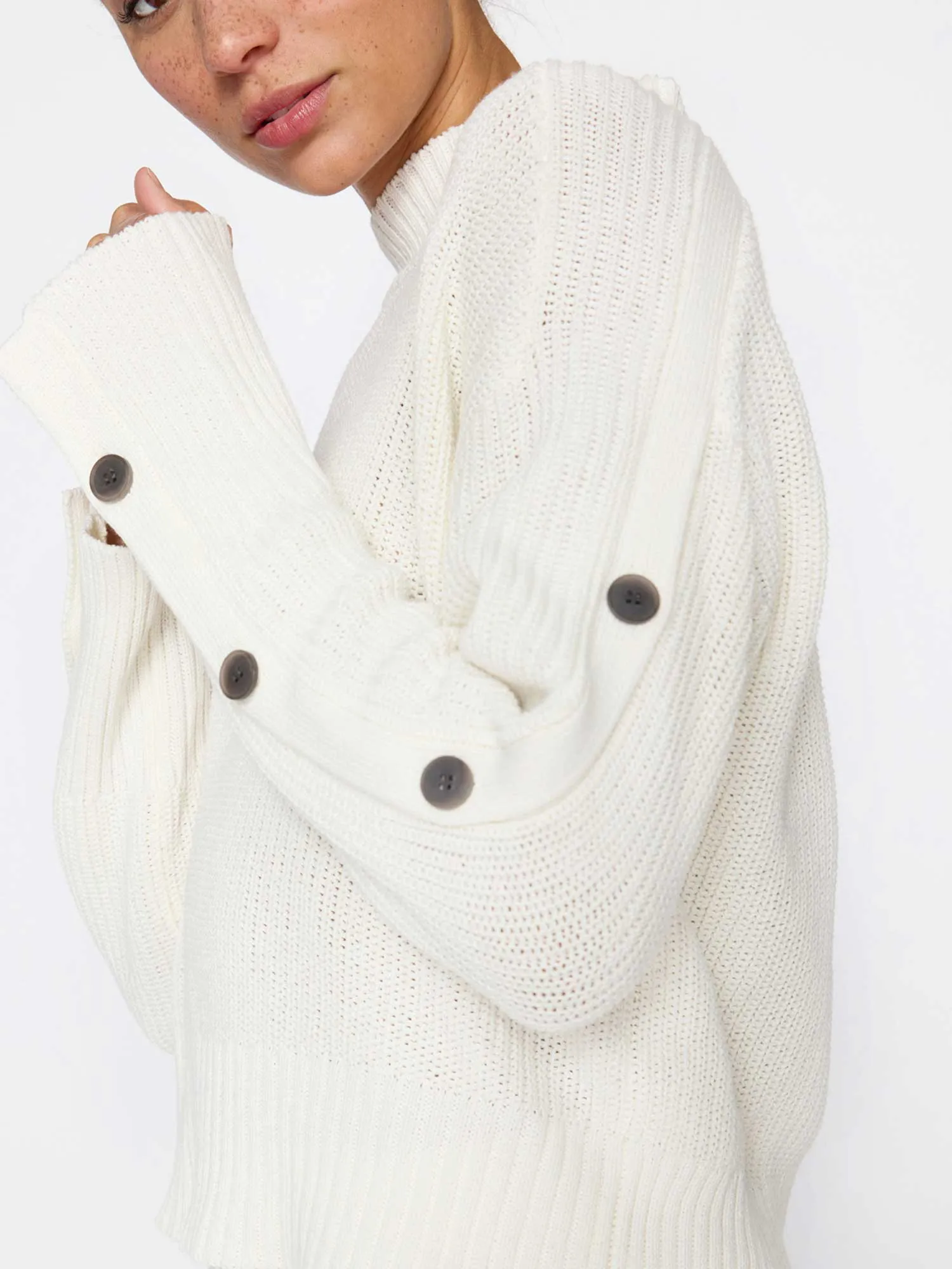 Brochu Walker - Leigh Button Sleeve Pullover in Salt White