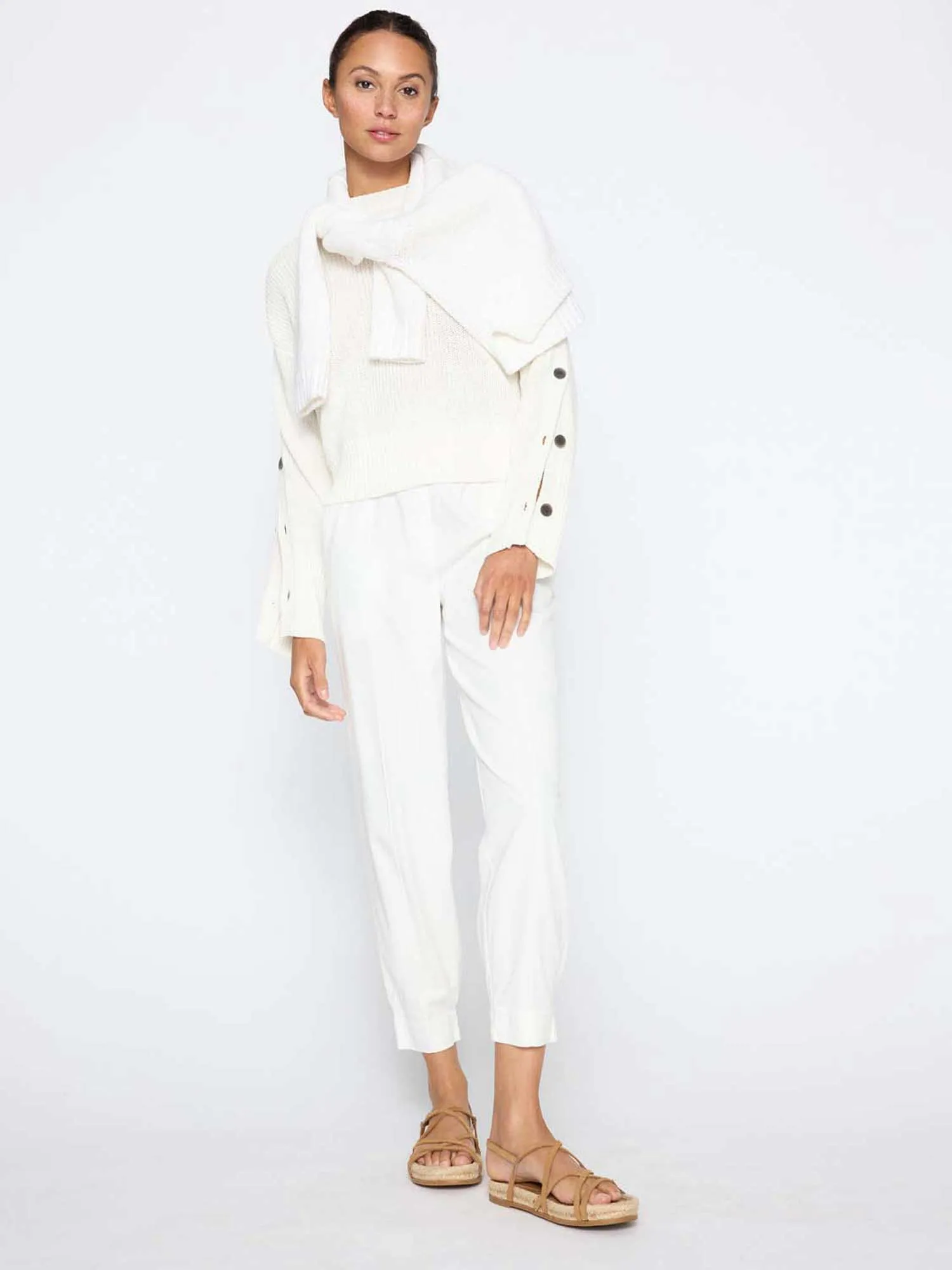 Brochu Walker - Leigh Button Sleeve Pullover in Salt White