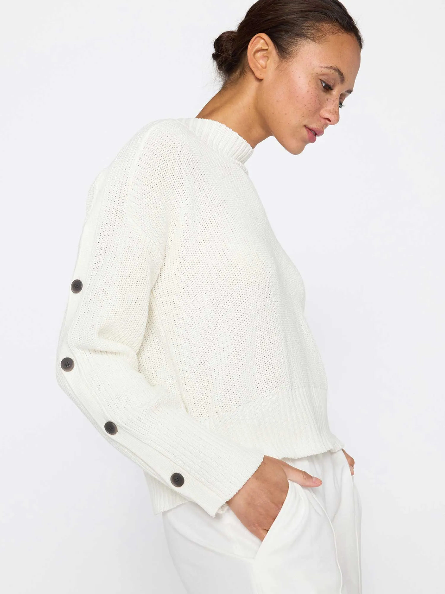 Brochu Walker - Leigh Button Sleeve Pullover in Salt White