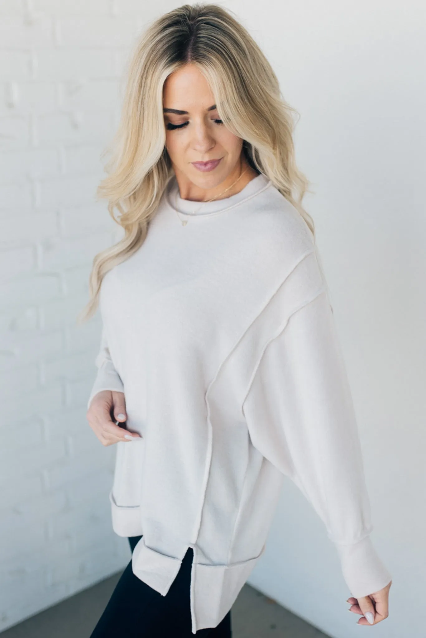 Brushed Finish High Low Pullover