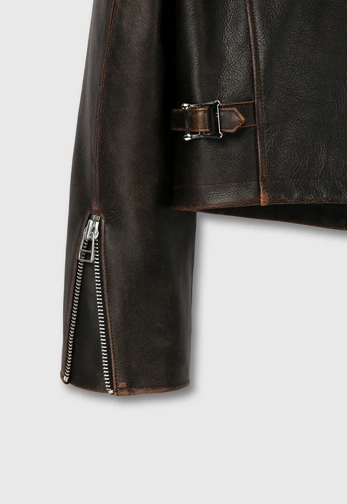 CALF LEATHER CROPPED JACKET