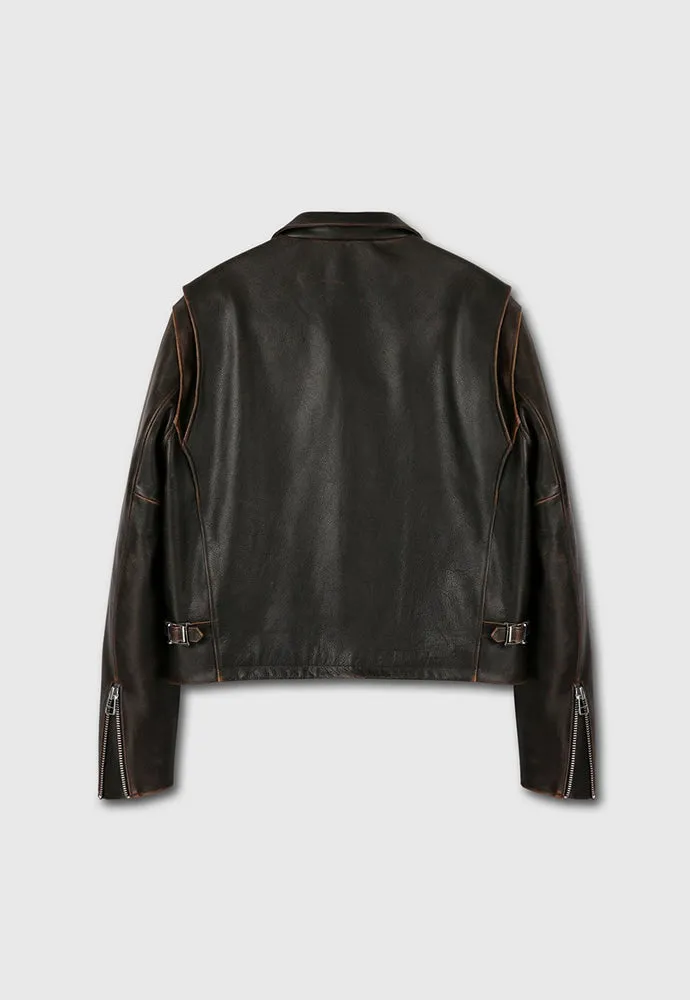 CALF LEATHER CROPPED JACKET