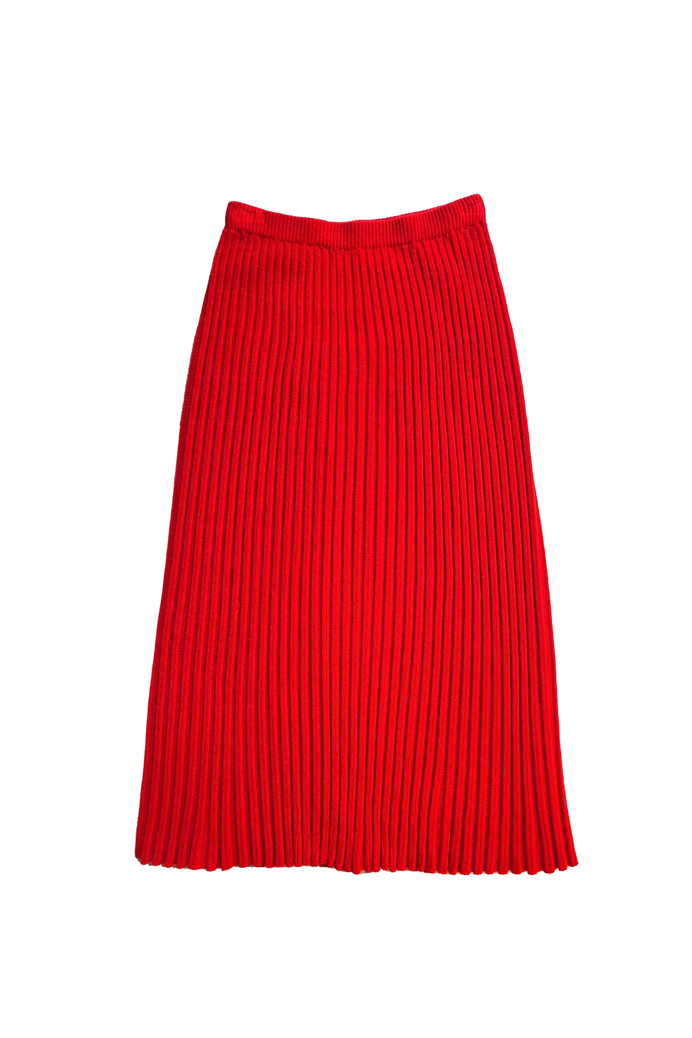 Cashmere Mix Pleated Skirt with Openwork Details