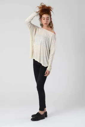 Casual Long Sleeve Cream Tunic Shirt