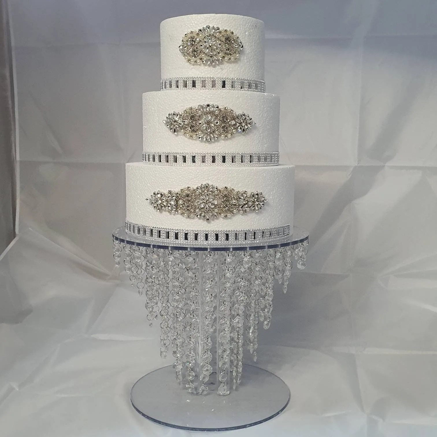 Chandelier cake stand 12"    led lights  by Crystal wedding uk