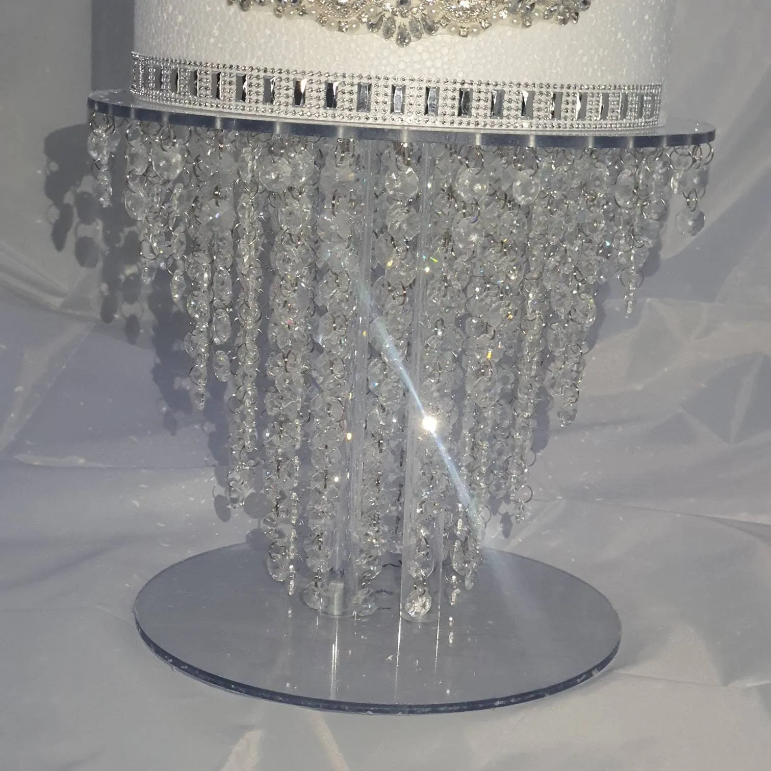 Chandelier cake stand 12"    led lights  by Crystal wedding uk