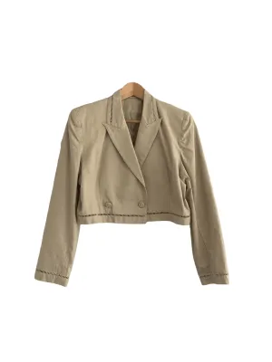 Charlotte Halton Double Breasted Cropped Jacket Beige UK 14