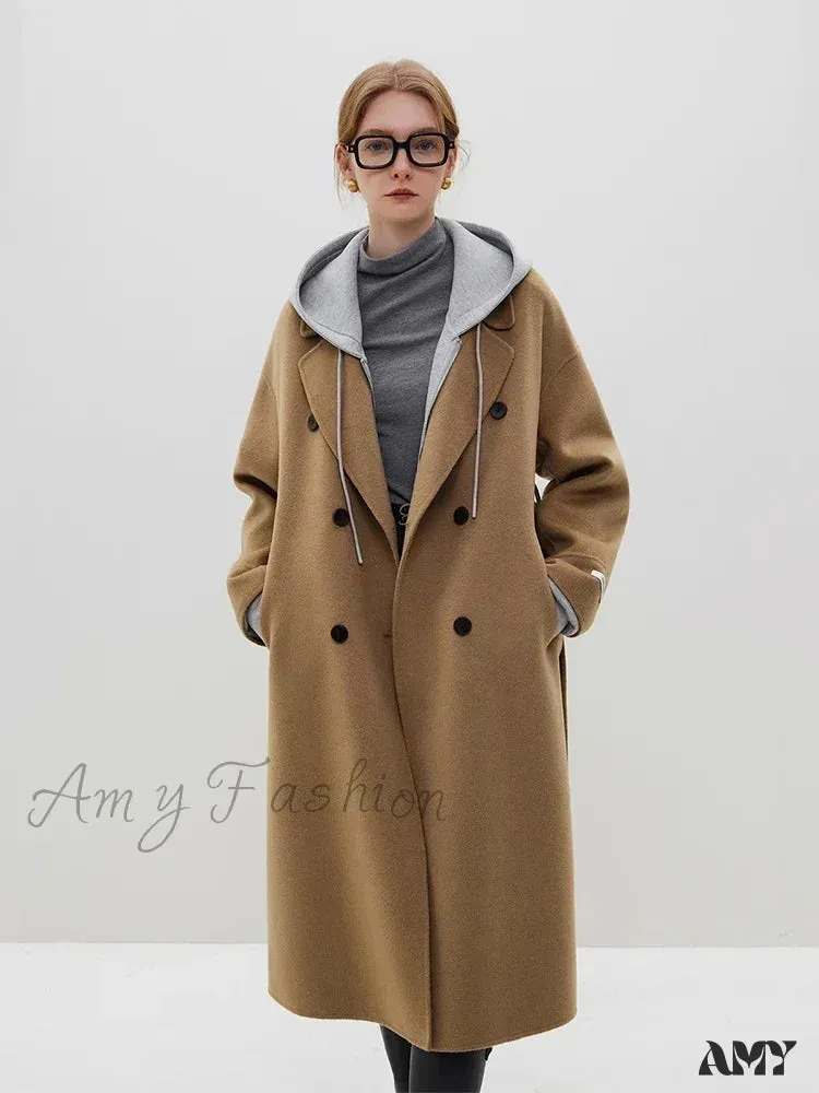 Classic Elegant Floating Long Woolen High-end Double-Breasted New Female Coat