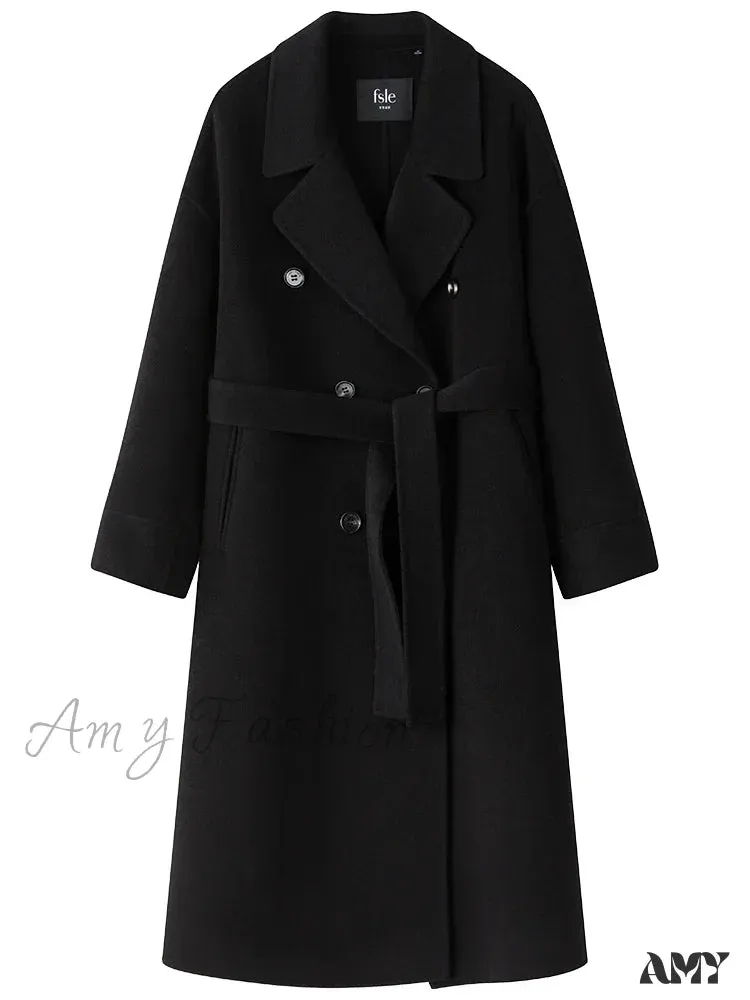 Classic Elegant Floating Long Woolen High-end Double-Breasted New Female Coat