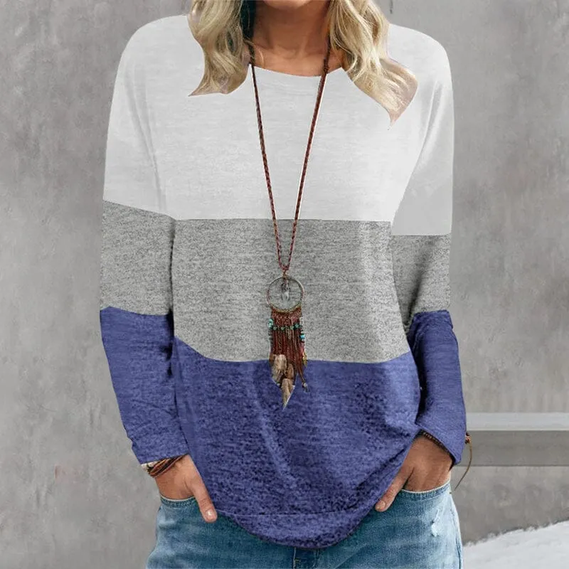 Color Block Printed Crew Neck Sweatshirt