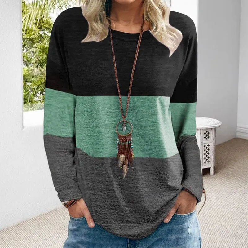 Color Block Printed Crew Neck Sweatshirt