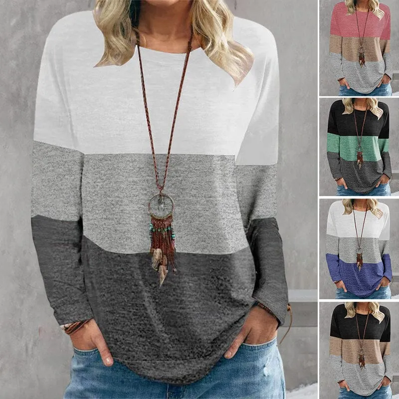 Color Block Printed Crew Neck Sweatshirt