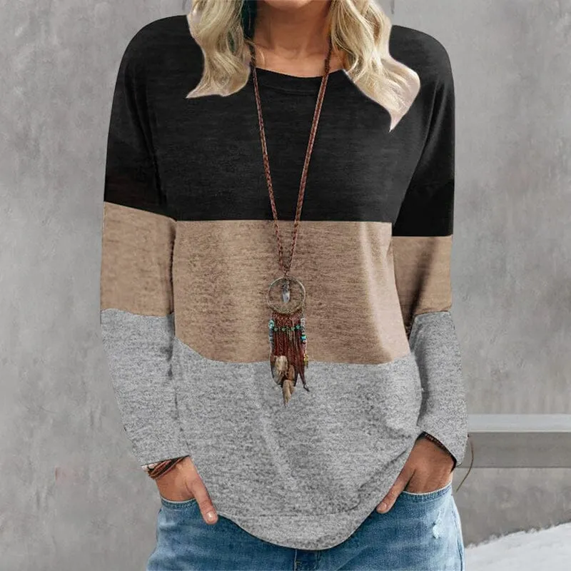 Color Block Printed Crew Neck Sweatshirt