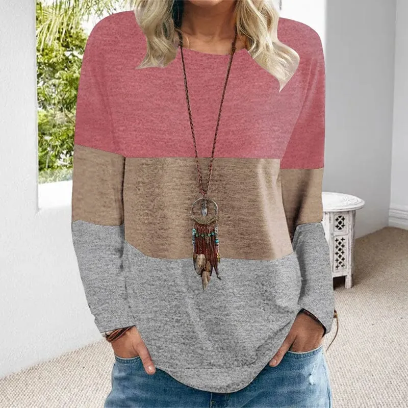 Color Block Printed Crew Neck Sweatshirt