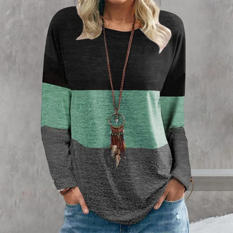 Color Block Printed Crew Neck Sweatshirt