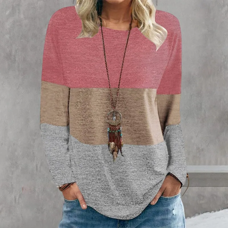 Color Block Printed Crew Neck Sweatshirt